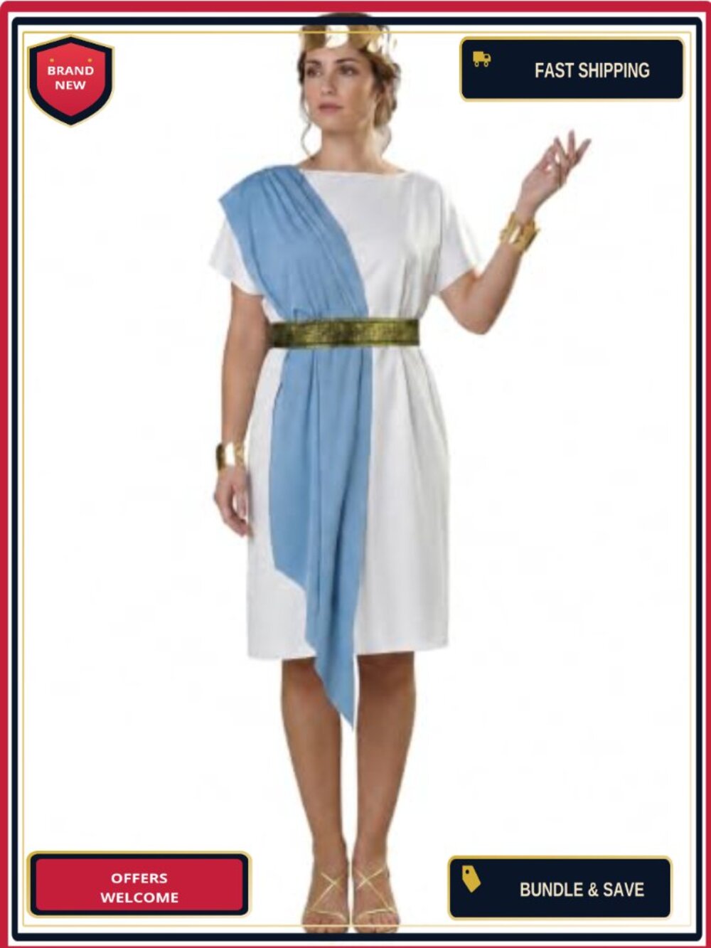 Mens Toga Costume Set Roman Emperor Halloween Cosplay Polyester Robe Shawl Belt